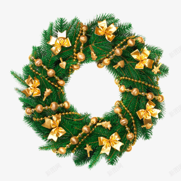 金色和绿色的组合png免抠素材_新图网 https://ixintu.com 圣诞 绿色 装饰 金色