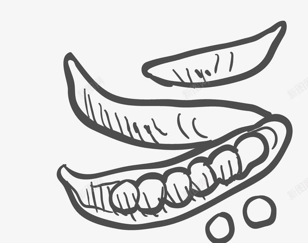 新鲜的豌豆简笔画png免抠素材_新图网 https://ixintu.com 新鲜的 美食 蔬菜 豌豆 豌豆粒 豌豆荚 食物