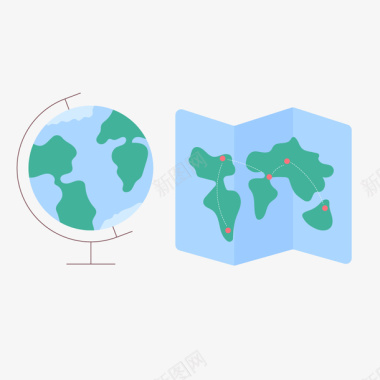 旅行社旅行地球仪地图册图标矢量图图标