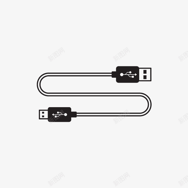 黑色手绘USB数据线图标png_新图网 https://ixintu.com USB数据线 免抠图 手绘数据线 效果图 数据线 装饰图