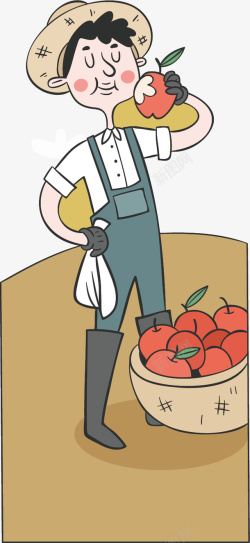 健康苹果漆吃苹果的农民矢量图高清图片