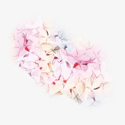 彩绘水彩粉色花卉叶子素材