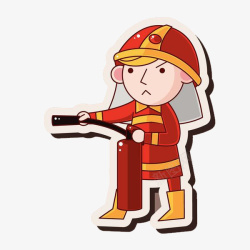 火logo设计手拿灭火器的消防员高清图片
