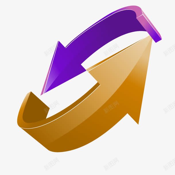 金色紫色圆环双箭头立体图标png_新图网 https://ixintu.com 双箭头 圆环 立体 紫色 金色