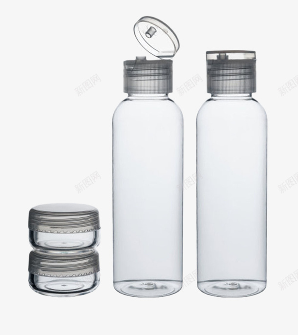 透明塑料瓶和化学药瓶实物png免抠素材_新图网 https://ixintu.com 保存 包装 塑料瓶罐 容器 密封 封存 瓶子 盖子 空的 罐子 透明