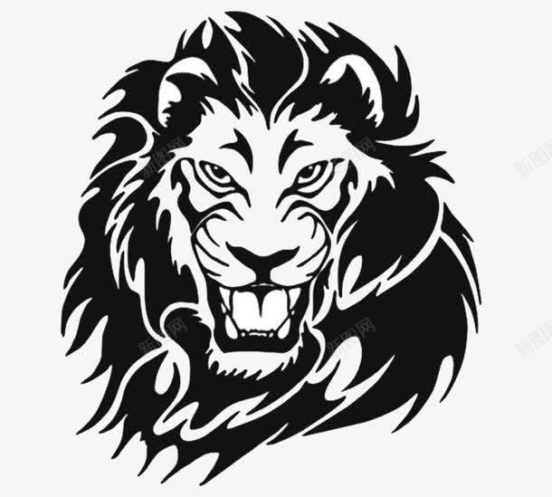 狮子头商标图标png_新图网 https://ixintu.com LOGO 动物元素 狮子头 黑白