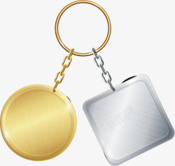 金色钥匙扣金色和银色的金属钥匙扣矢量图高清图片