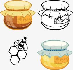 复古蜂蜜罐手绘蜂蜜罐高清图片