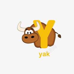 可爱的小牛yak矢量图素材