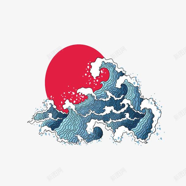 日本海上红日卡通画png免抠素材_新图网 https://ixintu.com 卡通 太阳 日本风格 海浪 海浪形状