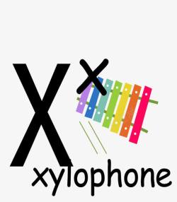 英语教学卡片单词xylophone学习卡片高清图片