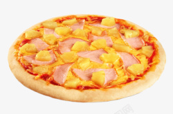 夏威夷披萨实物培根菠萝披萨高清图片