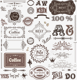 复古咖啡标签矢量图素材