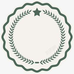 徽章图案设计绿色花边勋章高清图片