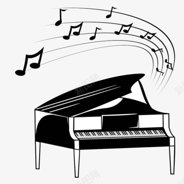 波浪钢琴发出悦耳的声音图标图标