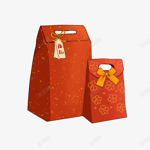 新年红色礼物袋png免抠素材_新图网 https://ixintu.com 喜庆 礼物包装袋 红色 袋子 送礼