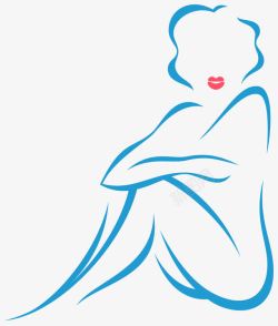 女人坐姿抽象女人蓝色高清图片