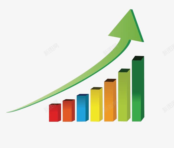 彩色的趋势图png免抠素材_新图网 https://ixintu.com 业绩增长 公司的业绩 公司的业绩的对比 彩色的阶梯 每月的对比 统计 绿色的上升趋势