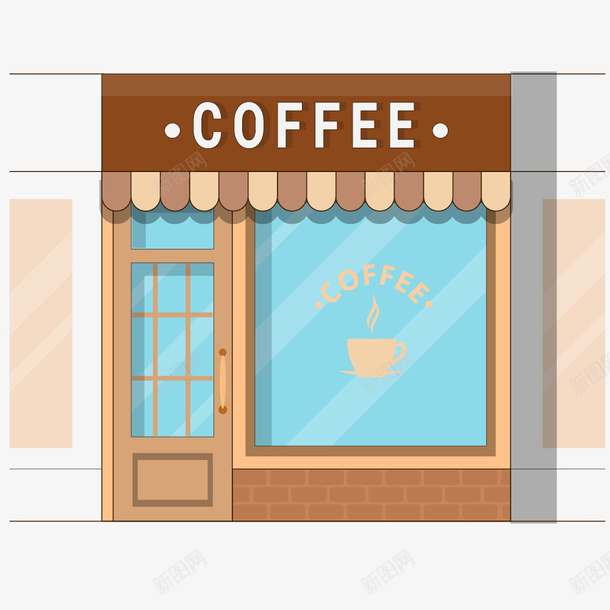 卡通咖啡店橱窗png免抠素材_新图网 https://ixintu.com 卡通 咖啡 咖啡店 字母 店铺 店门 橱窗设计
