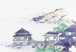 中国风彩绘中式风格建筑高清图片
