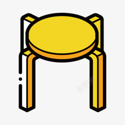 黄色手绘圆形凳子元素素材