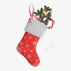 圣诞实物装饰圣诞袜红色素材