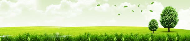 绿色健康环保背景jpg设计背景_新图网 https://ixintu.com 旋转树叶 树木 白云 草地