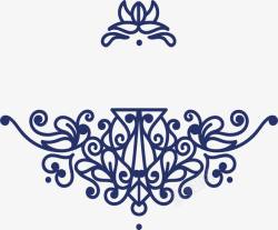 深蓝色花纹深蓝色欧式花纹标题装饰高清图片