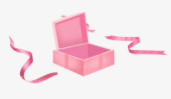拆开的粉色丝带精美礼盒高清图片