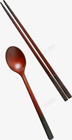 木制筷子筷子和勺子高清图片