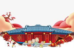 复古钱袋卡通中国风新年喜庆景象高清图片