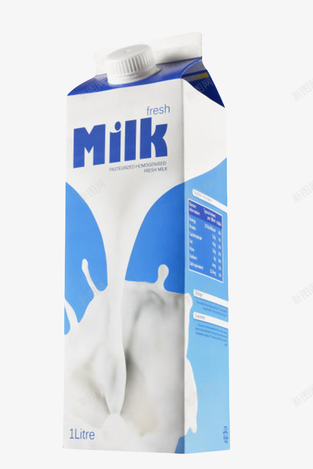 蓝白色带英文字母包装的牛奶实物png_新图网 https://ixintu.com 字母 牛奶 盒子 盒装 美味 美食 英文 食品药品 食物 食用 饮用