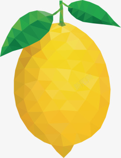 低多边形水果西瓜几何水果柠檬元素矢量图高清图片