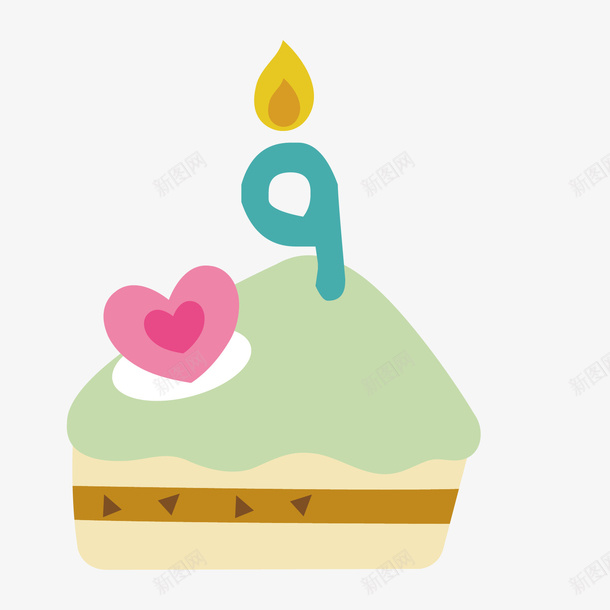 数字九的蛋糕png免抠素材_新图网 https://ixintu.com 可爱 手绘 数字 淡绿色 爱心 生日蛋糕 粉红色 蛋糕 蜡烛