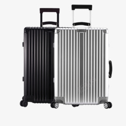 行李箱拉杆黑色精美黑色和银色拉杆箱高清图片