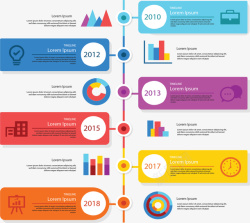 彩色标签时间轴图表矢量图素材