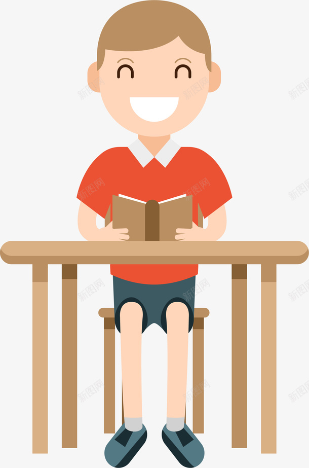 开学季读书的小男孩png免抠素材_新图网 https://ixintu.com 学习 学生 开学季 开心 拿着书本 读书的小男孩