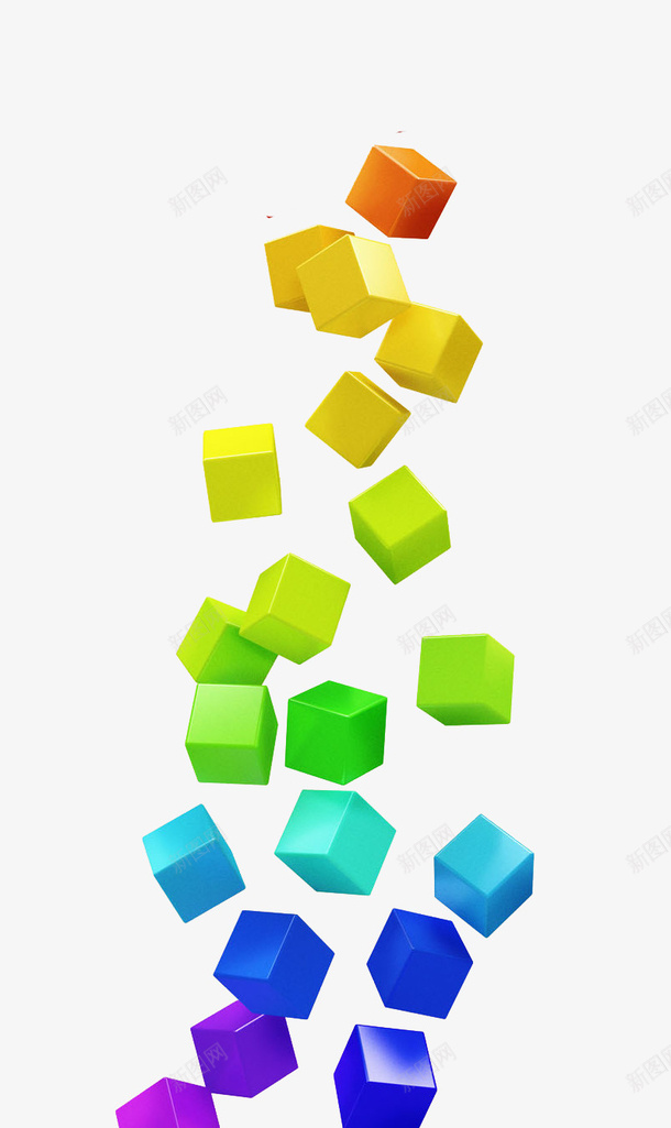 多彩立方体形png免抠素材_新图网 https://ixintu.com 动感 动感立方体 多彩立方体形 抽象 橙色 正方体 渐变色 绿色 黄色
