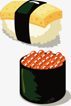 寿司手卷手绘美味鱼籽矢量图高清图片