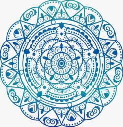 曼荼罗蓝色浮雕花纹高清图片