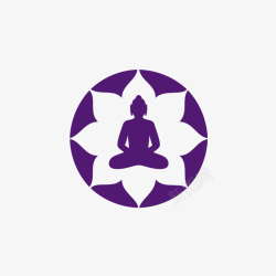 观音娘娘图案紫色佛教菩萨logo图标高清图片