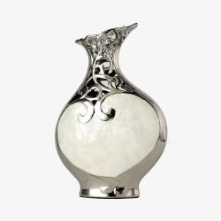 镂空花瓶贴贝壳陶瓷镂空花瓶摆件客厅家居高清图片