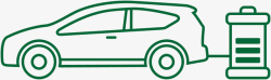 矢量充电汽车绿色线条充电汽车高清图片