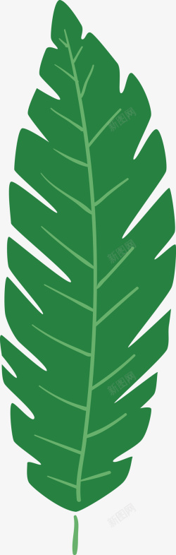 卡通绿色棕榈叶叶子图矢量图素材