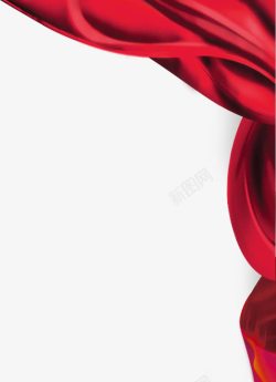 红色章印元素质感红绸飘带高清图片
