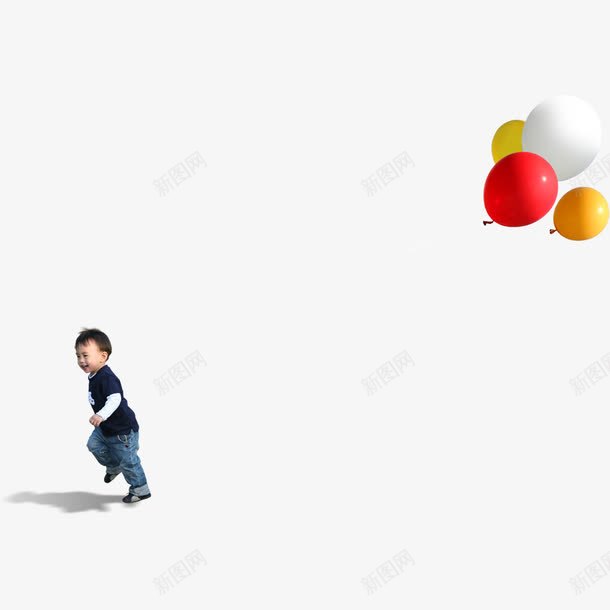 小孩牵着气球png免抠素材_新图网 https://ixintu.com 奔跑 小孩 气球 氢气球