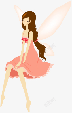 粉色小裙子唯美清新手绘小仙女高清图片