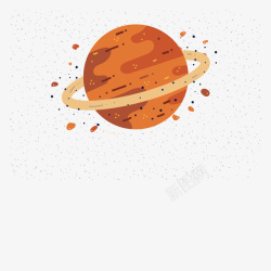 橙色环绕星球矢量图素材
