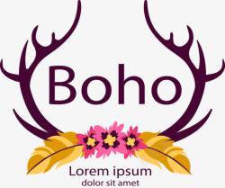 英文字母花朵波西米亚鹿角LOGO图标高清图片