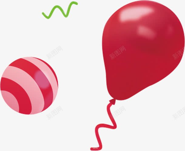 红色卡通气球条纹彩带png免抠素材_新图网 https://ixintu.com 卡通 彩带 条纹 气球 红色